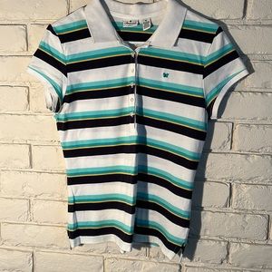 Aeropostale white and blue striped polo shirt
